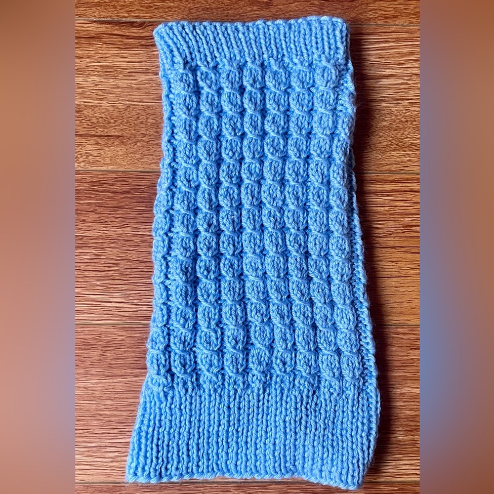 Sky Blue S/M hand knit dog sweater